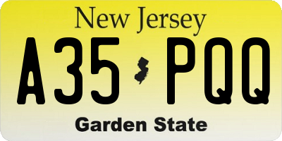 NJ license plate A35PQQ