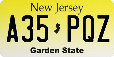 NJ license plate A35PQZ
