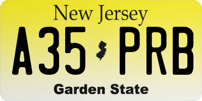 NJ license plate A35PRB