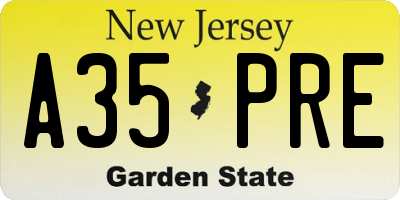 NJ license plate A35PRE