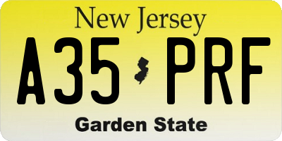 NJ license plate A35PRF