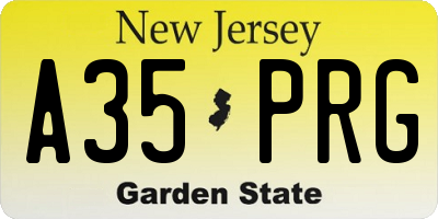 NJ license plate A35PRG