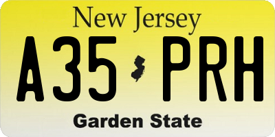 NJ license plate A35PRH