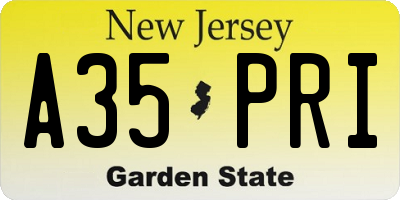 NJ license plate A35PRI