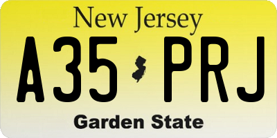 NJ license plate A35PRJ