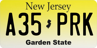 NJ license plate A35PRK