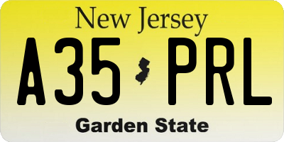 NJ license plate A35PRL