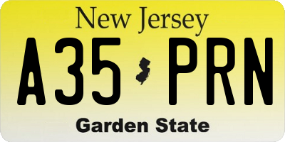 NJ license plate A35PRN