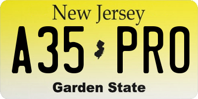 NJ license plate A35PRO