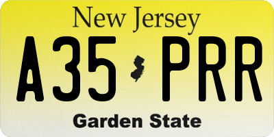 NJ license plate A35PRR