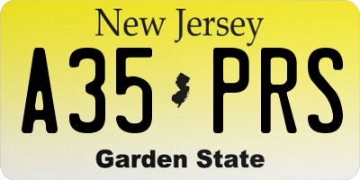 NJ license plate A35PRS