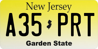 NJ license plate A35PRT