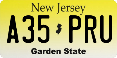 NJ license plate A35PRU
