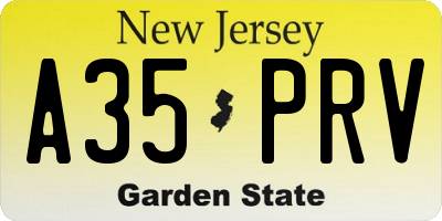 NJ license plate A35PRV