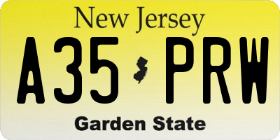 NJ license plate A35PRW