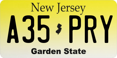 NJ license plate A35PRY