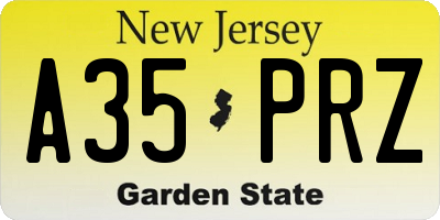 NJ license plate A35PRZ