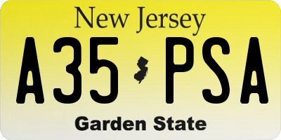 NJ license plate A35PSA