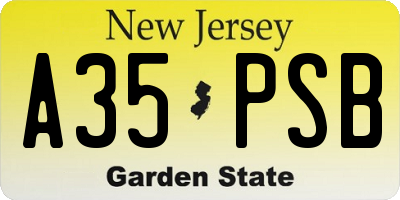 NJ license plate A35PSB