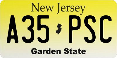 NJ license plate A35PSC