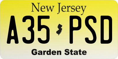 NJ license plate A35PSD