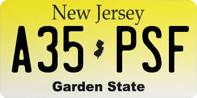NJ license plate A35PSF