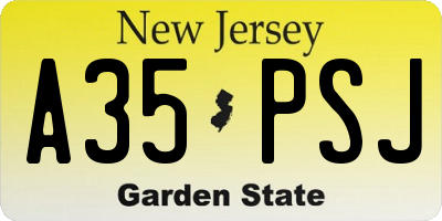 NJ license plate A35PSJ