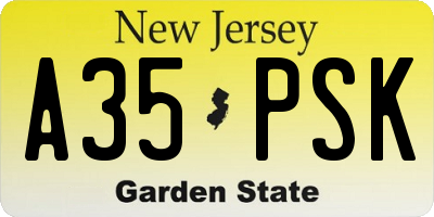NJ license plate A35PSK