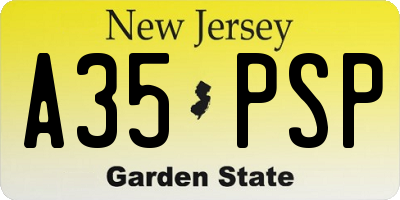 NJ license plate A35PSP