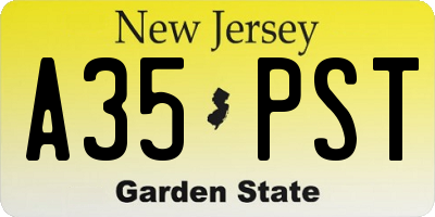 NJ license plate A35PST