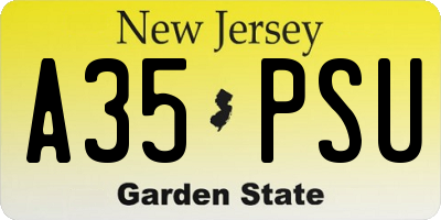NJ license plate A35PSU