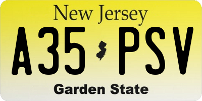 NJ license plate A35PSV