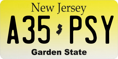 NJ license plate A35PSY