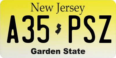 NJ license plate A35PSZ