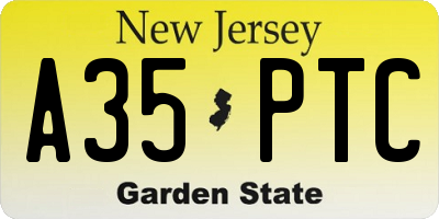 NJ license plate A35PTC