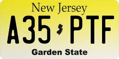 NJ license plate A35PTF
