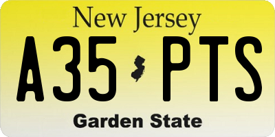 NJ license plate A35PTS