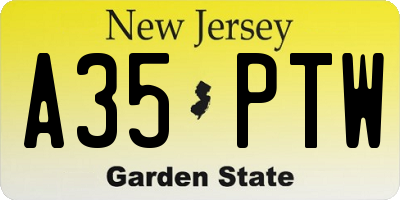 NJ license plate A35PTW