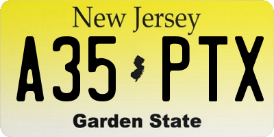 NJ license plate A35PTX