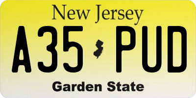 NJ license plate A35PUD