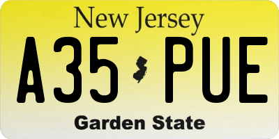 NJ license plate A35PUE
