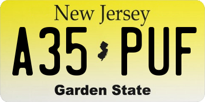 NJ license plate A35PUF