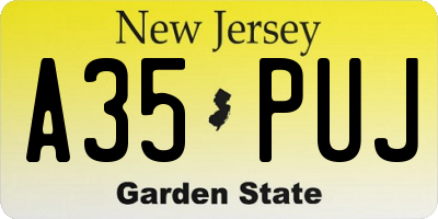 NJ license plate A35PUJ
