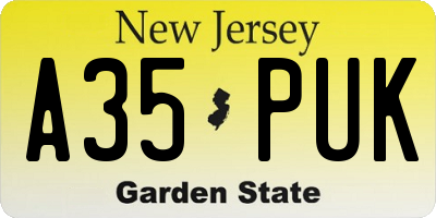 NJ license plate A35PUK