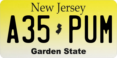 NJ license plate A35PUM