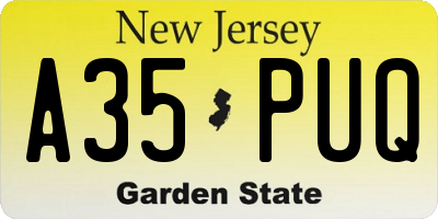 NJ license plate A35PUQ
