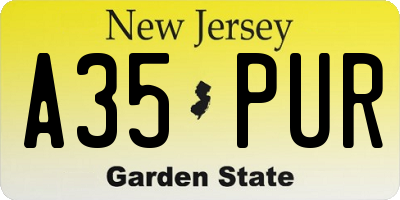NJ license plate A35PUR