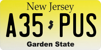 NJ license plate A35PUS