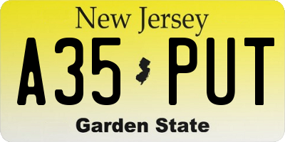 NJ license plate A35PUT