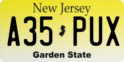 NJ license plate A35PUX
